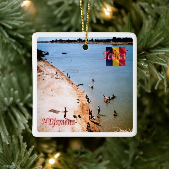 zTD005 N'DJAMENA, Coast beach Chari, Ceramic Ornament (Tree)