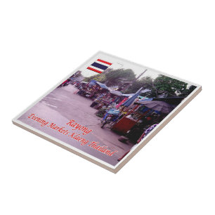 zTH013 RAYONG Evening Markets Klaeng, Thailand, Tile