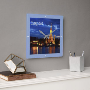 zTH016 BANGKOK by nigth, Thailand , Asia, Square Wall Clock