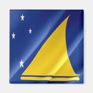 zTK002 TOKELAU ISLAND WAVING FLAG, Oceania, Fridge Magnet