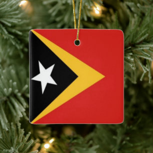 zTL001 East Timorese FLAG East Timor, Ceramic Ornament