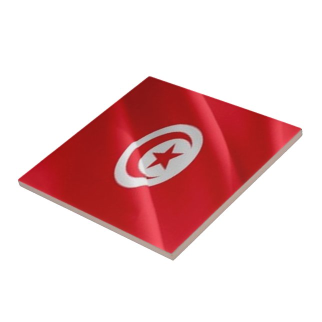 zTN002 TUNISIA, Waving Flag, Africa, Tile (Side)