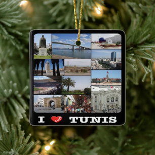 zTN015 TUNISIA I Love, Mosaic, Africa, Ceramic Ornament