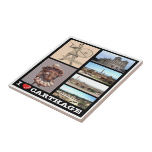 zTN016 CARTHAGE I Love, Mosaic, Tunisia, Tile