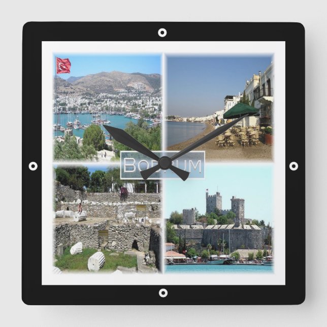 zTR005 BODRUM, Turkey, Europe, Square Wall Clock (Front)