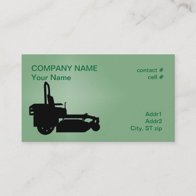ZTR grass mower Business Card (Front)