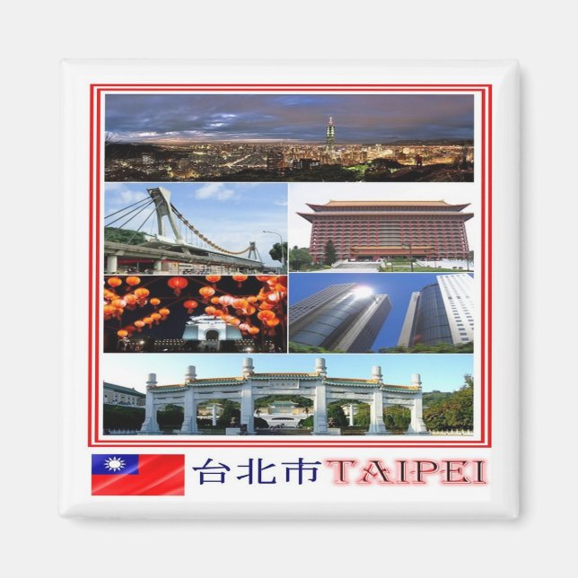 zTW009 TAIPEI, Mosaic, Taiwan Formosa, Fridge Magnet (Front)