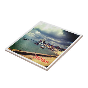 zTZ007 ZANZIBAR, Ferry Docked, Tanzania, Tile