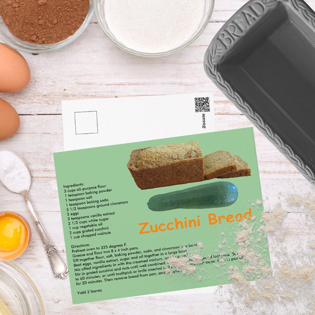 Zucchini Bread Recipe Postcard (Zucchini Bread Recipe Postcard)