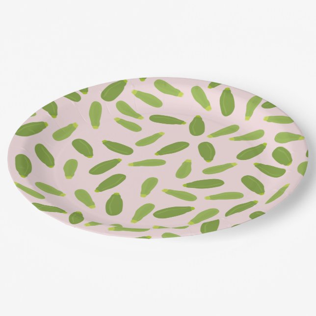 Zucchini Courgette Summer Squash Pattern Paper Plate (Angled)