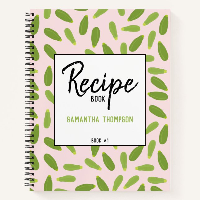 Zucchini Courgette Summer Squash Pattern Recipe Notebook (Front)