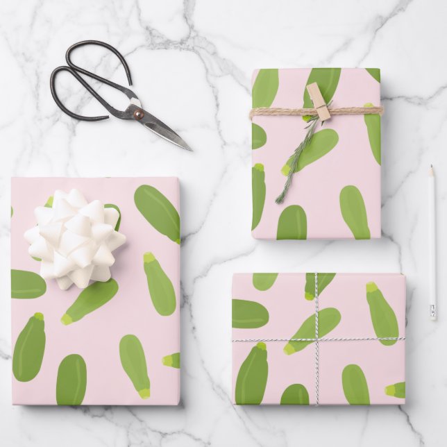 Zucchini Courgette Summer Squash Pattern Wrapping Paper Sheet (Front)