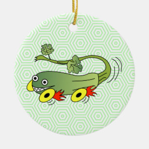 Zucchini Race Car Ceramic Tree Decoration