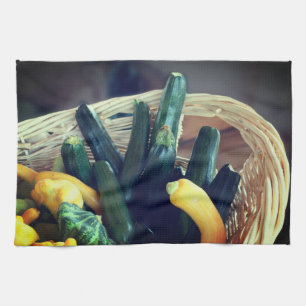 Zucchini Summer Squash Gourds Vegetables   Tea Towel