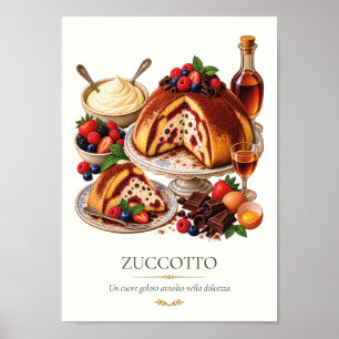 Zuccotto fiorentino – Vintage Italian Dessert Poster