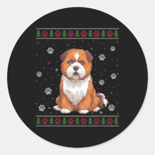 Zuchon Christmas Sweater Xmas Pet Animal Dog Lover Classic Round Sticker