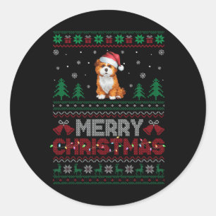 Zuchon Dog Lovers Santa Hat Christmas Tree Lights Classic Round Sticker
