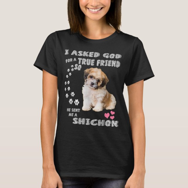 Zuchon Dog Mom Costume, Shih Tzu-Bichon mix pup  T-Shirt (Front)