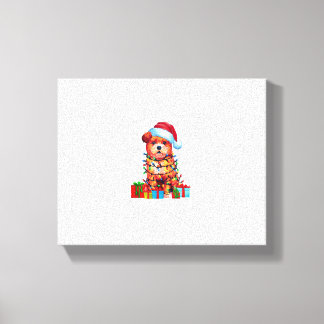 Zuchon Dog Ugly Xmas Lights Santa Hat Zuchon Dog C Canvas Print