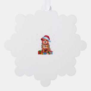 Zuchon Dog Ugly Xmas Lights Santa Hat Zuchon Dog C Tree Decoration Card