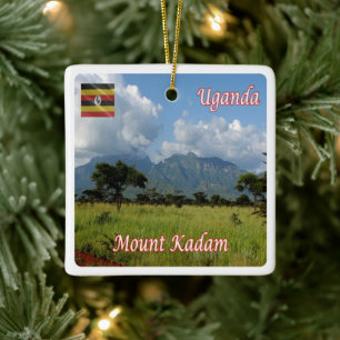 zUG009 UGANDA,  Mount Kadam, Africa, Ceramic Ornament