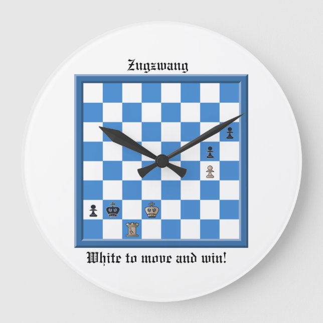 Zugzwang Chess Puzzle Large Clock (Front)