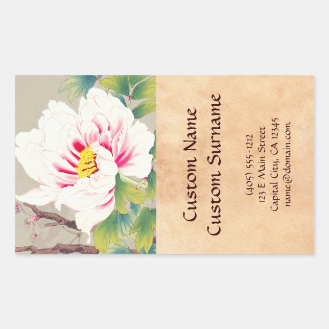 Zuigetsu Ikeda Pink Camellia japanese flower art Rectangular Sticker (Front)