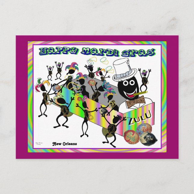 Zulu Parade at Mardi Gras Postcard (Front)