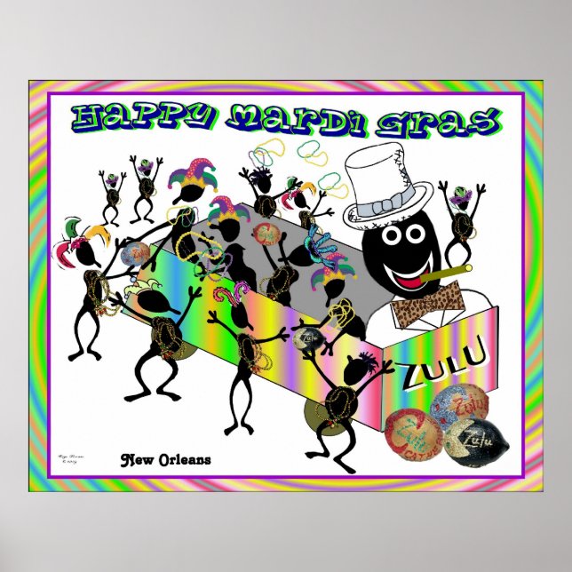 Zulu parade at Mardi Gras Poster (Front)