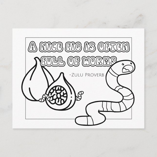 Zulu Proverb Colouring Postcard (Front)