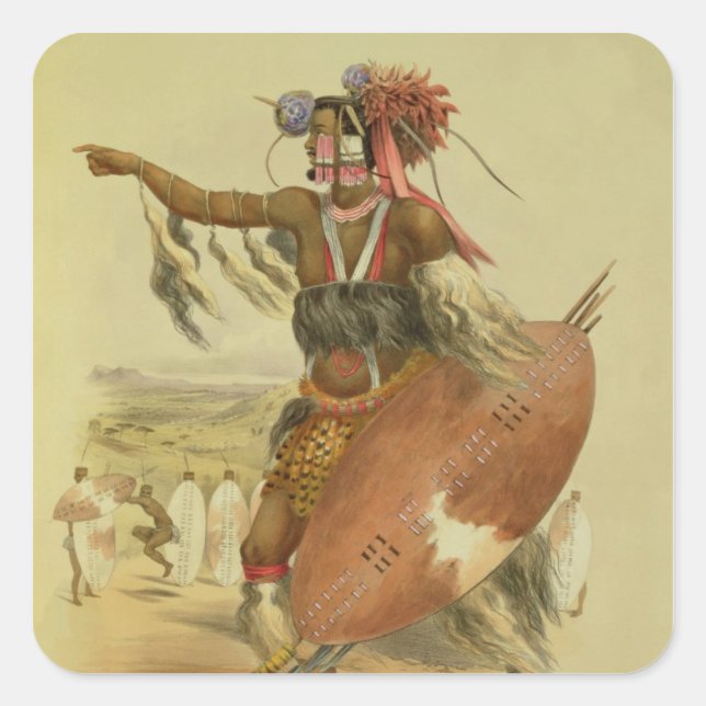 Zulu warrior, Utimuni, nephew of Chaka the late Zu Square Sticker (Front)