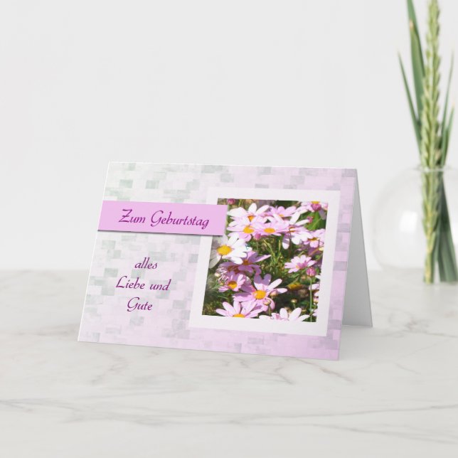 Zum Geburtstag - Happy Birthday in German, daisies Card (Front)