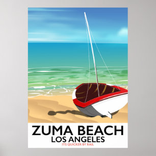 Zuma Beach LA Rail beach poster