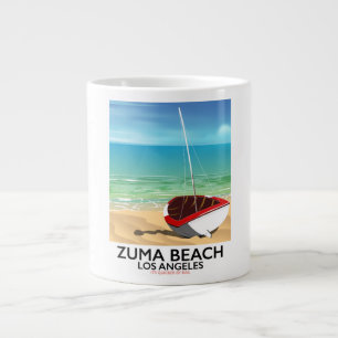 Zuma Beach LA Rail beach poster Large Coffee Mug