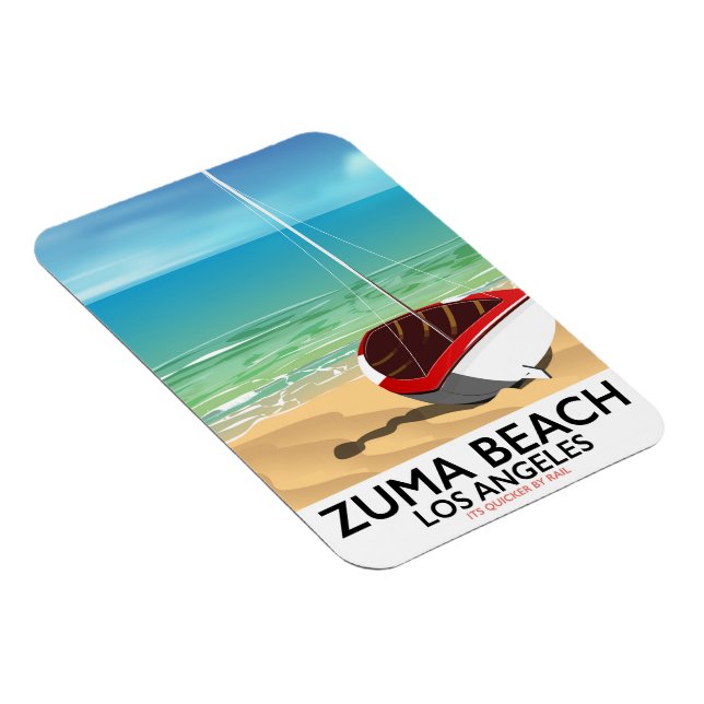 Zuma Beach LA Rail beach poster Magnet (Right Side)