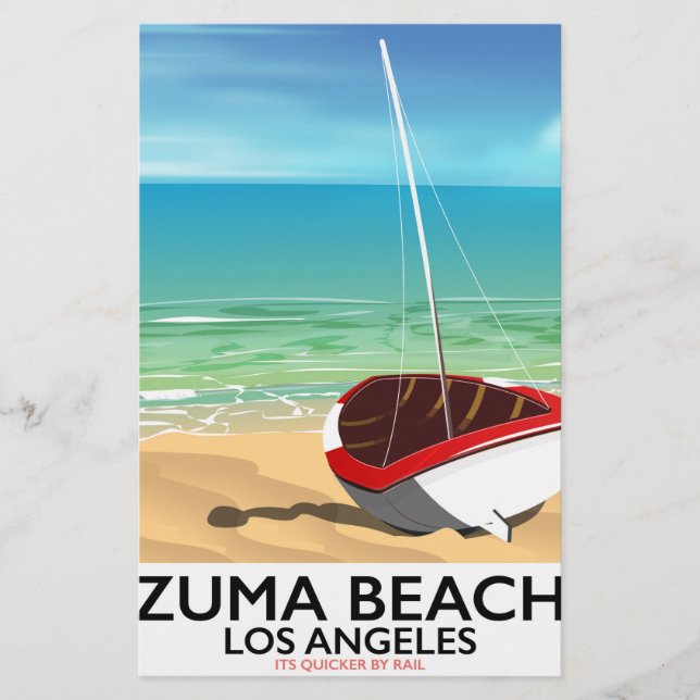 Zuma Beach LA Rail beach poster Stationery (Front)