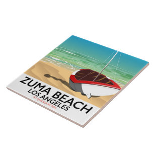 Zuma Beach LA Rail beach poster Tile