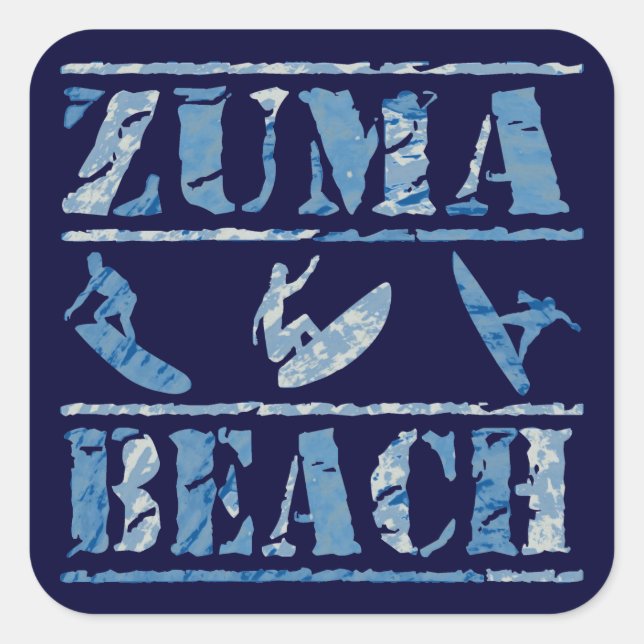 Zuma Beach Square Sticker (Front)