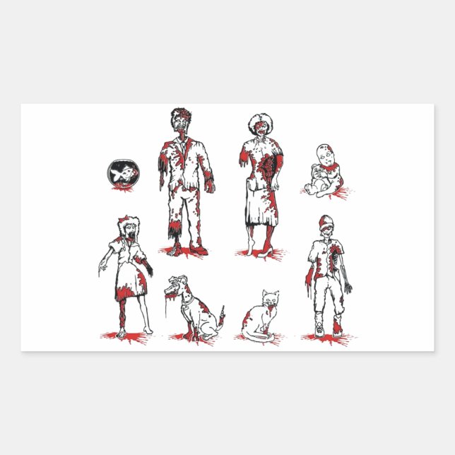 Zumbi family rectangular sticker (Front)