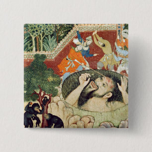 Zumrud Shah falls into a pit and is beaten by gard 15 Cm Square Badge