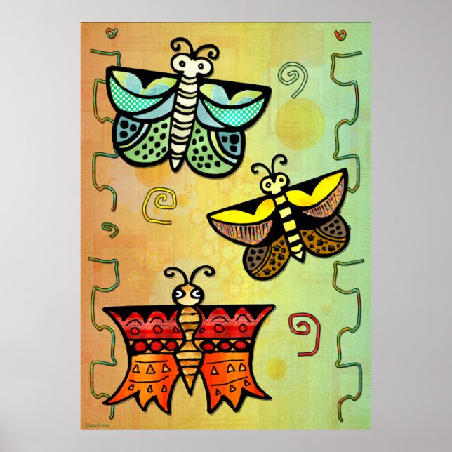 Zuni Butterfly Folk Art Poster (Front)