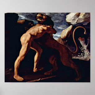 Zurbaran de Francisco - Hercules kills the lion Poster