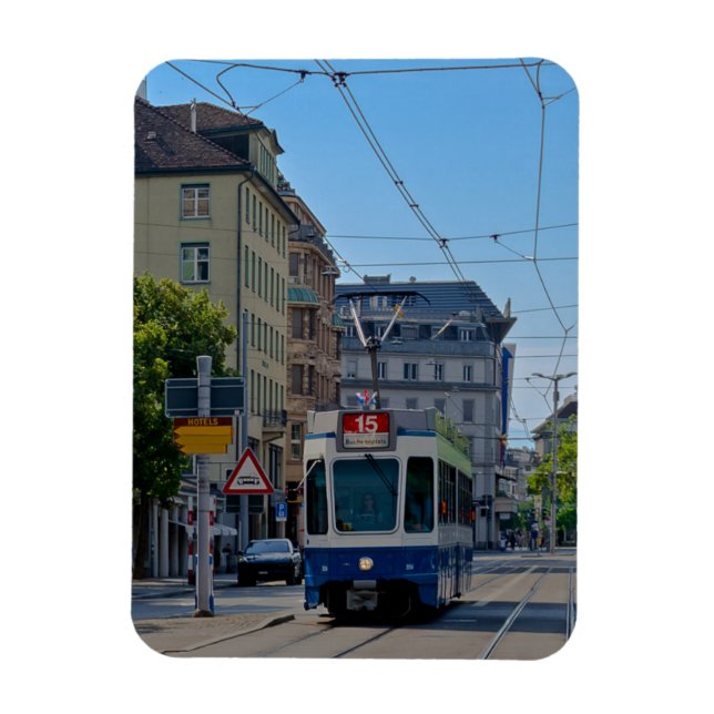Zurich Blue Tram Magnet (Vertical)