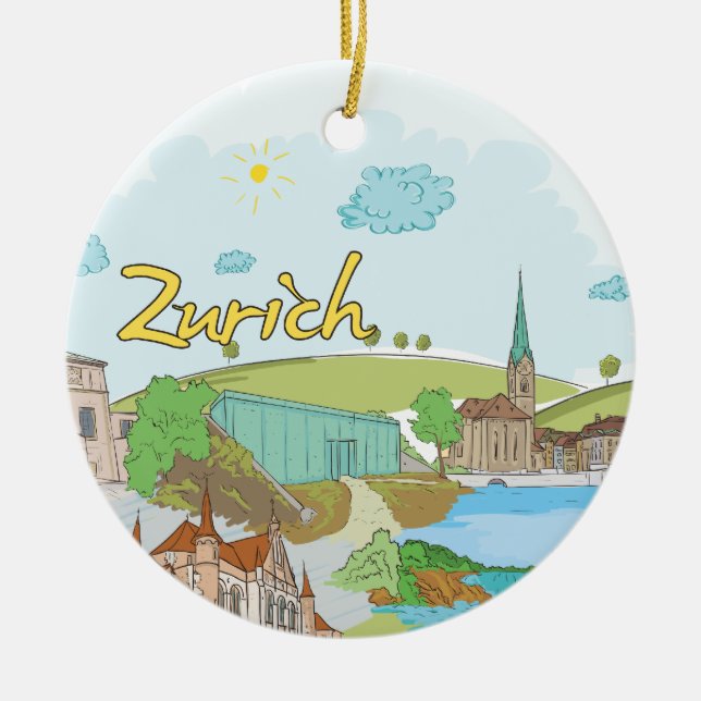 Zurich Ceramic Tree Decoration (Front)