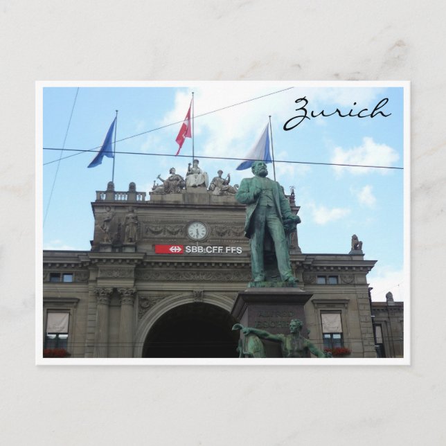 zUrich hauptbahnhof statue Postcard (Front)