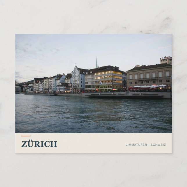 Zurich Limmat Riverfront Postcard (Front)