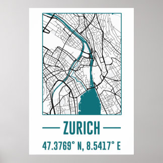 zurich Minimalist city Map, zurich DIY city Map Poster