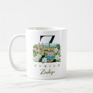Zurich Monogram Letter Z Personalised Gift Coffee Mug