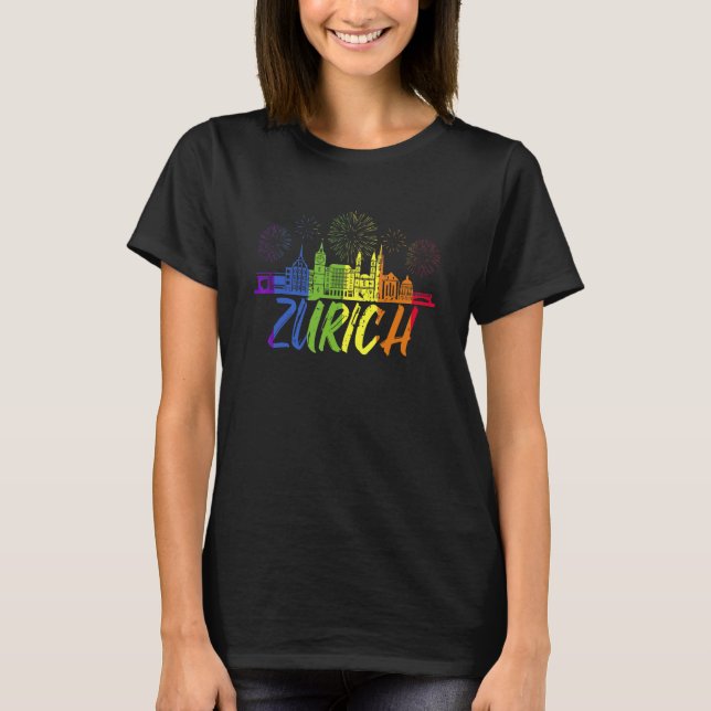 Zurich Pride Skyline  Pride Parade Zurich T-Shirt (Front)