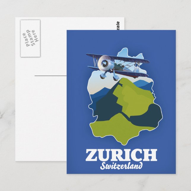 Zurich Region Switzerland map Postcard (Front/Back)
